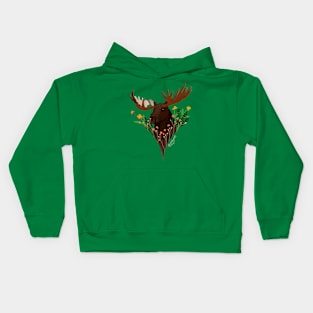 Moose in the Wildflowers Kids Hoodie